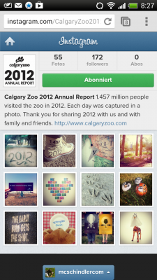 Calgary Zoo Instagram Jahresbericht 2012