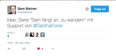 #samwandert Tweet Sam Steiner Wandern